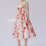 Solares Red Floral Elbise