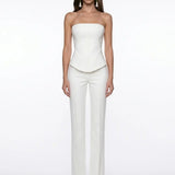 White Crepe Corset with Stitch Detail