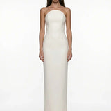 White Corset Detail Crepe Midi Dress