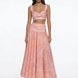 Layered Floral Midi Skirt