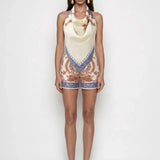 Ecru Patterned Shorts