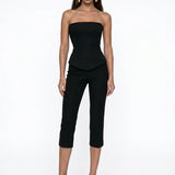 Black Crepe Capri Trousers