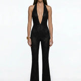 Black Lace V-Neck Jumpsuit