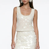 Handcrafted Beaded Lace Beige Mini Skirt