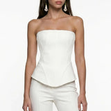 White Crepe Corset with Stitch Detail