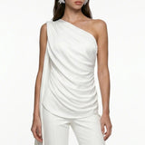 White Draped Top with Shawl Detail
