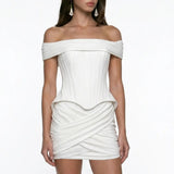 Off-the-Shoulder Crepe White Corset