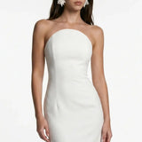White Corset Detail Crepe Midi Dress