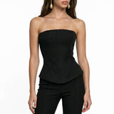 Off-the-Shoulder Black Crepe Corset
