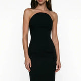 Black Corset Detailed Crepe Maxi Dress