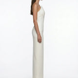 White Corset Detail Crepe Midi Dress