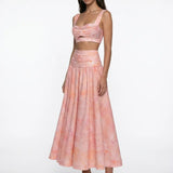 Layered Floral Midi Skirt