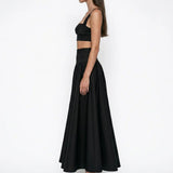 Linen Bust Detail Black Top
