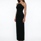 Black Corset Detailed Crepe Maxi Dress