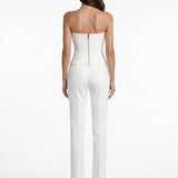 White Crepe Corset with Stitch Detail