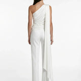 White Draped Top with Shawl Detail
