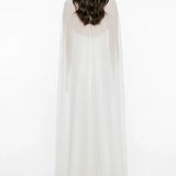 Jersey V-Neck Maxi White Dress with Cape Detail