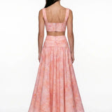 Layered Floral Midi Skirt