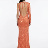 Sequin Embellished Terracotta Lace Dress
