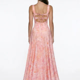 Patterned Back Detail Midi Pink Dress