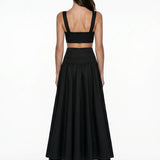 Linen Bust Detail Black Top