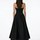Linen Corset Detail Mini Black Dress
