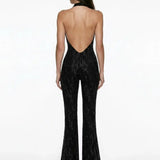 Black Lace V-Neck Jumpsuit