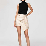 Mabel Leather Skirt Cream