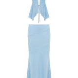 Marisa Blue Blouse Skirt Set