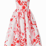Solares Red Floral Elbise