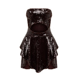 Talia Sequin Brown Elbise