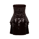 Talia Sequin Brown Elbise