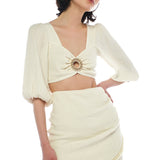 Jenna Top & Serena Off White Skirt Set