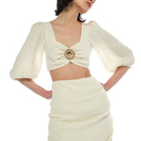 Jenna Top & Serena Off White Skirt Set