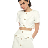 Bea Top & Goldie Skirt White Set