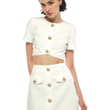 Bea Top & Goldie Skirt White Set